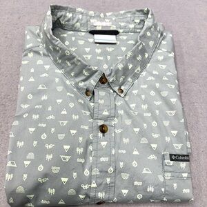 Columbia Men Rapid Rivers Printed Short Sleeve Shirt Size 3XT  Tall Gray Camping